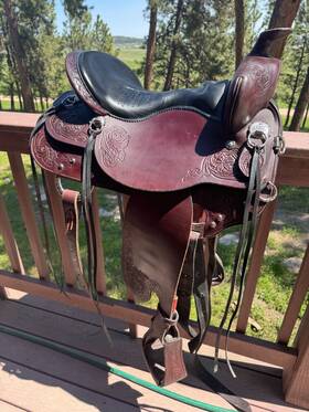 263-621-5218-21 Tucker Horizon North Star Trail Saddle 16.5 Inch Med Tree Brown Tooled