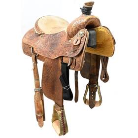 U145twist95ajra Twister Saddlery Used 14.5 Inch Trophy Team Roping Saddle Code