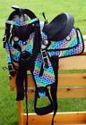 Tz023 Unbranded Western Synthetic Mini Pony Saddle Trail Pleasure Blue Hearts