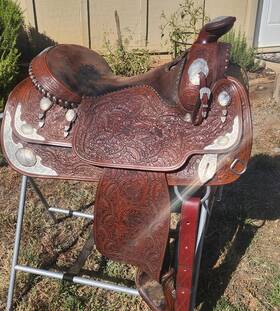 92026 Victor Custom Tack Solid Sterling Silver 12k Gold 16 Inch Fqhb Western Show Saddle