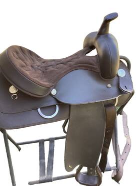 W257418 Wintec 15 Inch Wide Brown Western Saddle Vegan/ Synthetic