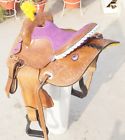 Wl-tl-1003 Unbranded Western Leather Barrel Treeless Saddle With Stone Decorated Set