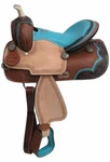13" Pony/youth Turquoise Tooled Basketweave Barrel Style Saddle! New! Double T!. Fixed Price $236.50.