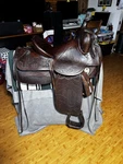 Vintage Keystone Horse Goods Brown Leather Western Pleasure Trail Saddle 14IN. Fixed Price $1700.00.
