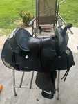 Hereford Tex Tan 16 Western Saddle Black Silver Used Some Flaws. Fixed Price $375.00.