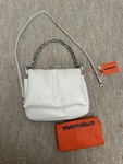 Simon Miller Linked Turnover Bag Padded Flap White Cream Vegan Leather Silver. Fixed Price $90.00.