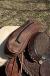 Usa Made Cantle Leather Storage Bag W/ Zipper - Saddle Attached Trail Ranch Ride. Fixed Price $109.99.
