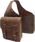 Leather Horse Saddle Bag, Brown, Double Pouch With Brass Buckles, Western Trail. Fixed Price $99.99.