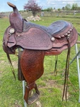 Used/vintage 15.5 Simco Western Round Skirt Arabian Tree Saddle Made. Fixed Price $375.00.