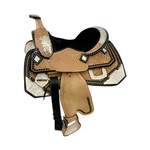 Youth Show Saddle Floral & Waffle Tooling Engraved Silver Plating 12" 13" New. Fixed Price $334.00.