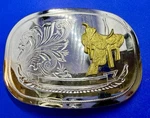 Western Cowboy Cowgirls Horse Saddle With Blank Ribbon Trophy Award Belt Buckle. Fixed Price $18.44.