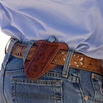Martin Saddlery Floral Angled Tooled Leather Knife Scabbard - Large 4 7/8IN X. Fixed Price $63.71.