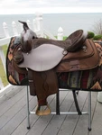 16'' Fqh Bars Brown Saddle King Tx Western Barrel Trail Leather/cordura. Fixed Price $325.00.