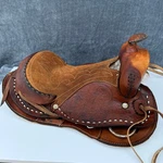 Horse Saddle Youth Western Style Brown Leather Floral Hand Tooled Cowboy Riding. Fixed Price $165.99.