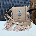 Montana Fringe Mariposa Concho Western Country Cowgril Crossbody Khaki. Fixed Price $49.99.