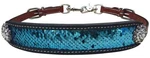 Showman Medium Leather Wither Strap W/ Teal & Silver Sequins. Fixed Price $20.49.