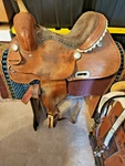Billy Cook Sulphur Ok. Barrel Racing Saddle 14" Seat 7" Gullet 1901 W/wood Rack. Fixed Price $1405.00.