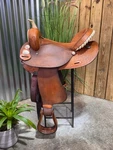 16" Congress Leather Basket Tooled Western Barrel Saddle. Fixed Price $575.00.