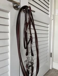 Billy Cook Fixed Ear Western Bridle W/ Circle Chin Strap Weighted Reins &bit. Fixed Price $170.00.