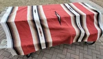 El Paso Saddle Blanket Co. Red Western Aztec Rug 86X57 Huge. Fixed Price $42.00.