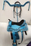 Sky/blue Leather Western Barrel Racing Horse Saddle With Tack Set All Sizes.. Fixed Price $431.99.