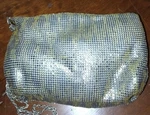 1960'S Mesh Shimmery Mod Whiting & Davis Style Silver W/tinge Of God Padded Flap. Fixed Price $95.00.