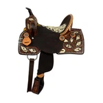 Wilma Longhorn Barrel Style Saddle Tooling Hair Cowhide Inlays Fqhb 13" New. Fixed Price $275.00.