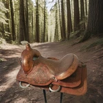 Vtg Billy Cook 15" Tooled Engraved Leather Barrel Saddle #3019 Western Trail. Fixed Price $600.00.