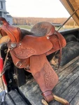 Hereford Brand Tex Tan Western Saddle. Fixed Price $450.00.