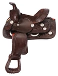 8" Miniature Horse Western Tooled Trail Saddle - Silver Conchos Leather. Fixed Price $212.91.