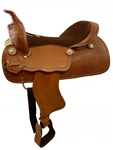 Double Western Pleasure Horse Saddle Floral Tooled Leather & Suede Seat 16". Fixed Price $275.00.