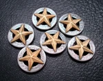 Of 6 Western Horse Tack Saddle Antique Gold Star Conchos 1-1/8" Screw Back. Fixed Price $18.95.