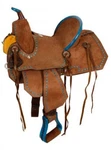 Double Youth/pony 12" Barrel Saddle Roughout Leather & Buckstitch Trim. Fixed Price $290.95.