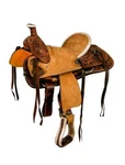 12" Double Hard Seat Roper Style Horse Saddle With Floral Tooling. Fixed Price $310.00.