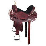 Hilason Flex Tree Western Saddle Hand Tooled Mahogany Leather Silver Conchos. Fixed Price $749.95.