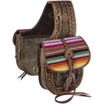 TOUGH-1 Tooled Light Antique Leather Serape Fancy Saddle Bags 61-1615. Fixed Price $95.00.