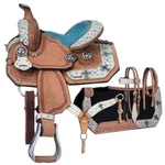 8" Silver Royal Mini Desert Hope Barrel Saddle Deep Turquoise Suede Seat Package. Fixed Price $474.95.