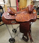 16" Santa Fe Jim Sands Barrel Racing Saddle Brown, Western Tack 050826EB (e). Fixed Price $799.99.