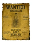 Billy The Kid Wanted Poster Distressed Prints Aged Western Art Wild Reward. Fixed Price $24.99.