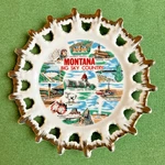 Vintage 8" Souvenir Porcelain Gold Edge Hangable Plate Montana: Big Sky Country. Fixed Price $9.99.
