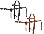 Showman Double Tooled Leather Browband Headstall & Breast Collar With Rhinestone. Fixed Price $95.00.
