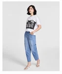 Women Iii Cut-out Slash Barrel Leg Denim Jeans Size 6 Blue High Rise. Fixed Price $21.00.