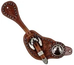 Showman Men's Tooled Leather Spur Straps W/ Silver Cross Pistol Conchos. Fixed Price $32.95.