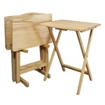 Set Of 4 - Solid Wood Folding Tv Tray Table With Stand Natural Finish. Fixed Price $215.99.