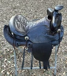 Bear Trap Roper Western Saddle 15 Inch Tooled Leather Padded Seat For Decor Only. Fixed Price $199.99.