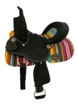 12" Double Lightweight Black Barrel Style Saddle Set With Serape Design!. Fixed Price $265.95.