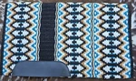 Western Wool Show Saddle Blanket CUSTOM-34X40 Black-teal-cream,carmel. Fixed Price $97.11.