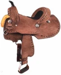 Double Youth Pony Chocolate Roughout Barrel Saddle 12", 13". Fixed Price $330.00.