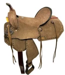 17" Double Chocolate Roughout Barrel Saddle With Teal Buck Stitching!. Fixed Price $398.95.