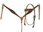 Double Stitched Leather Horse Saddle Headstall With Floral Tooling. Fixed Price $80.00.